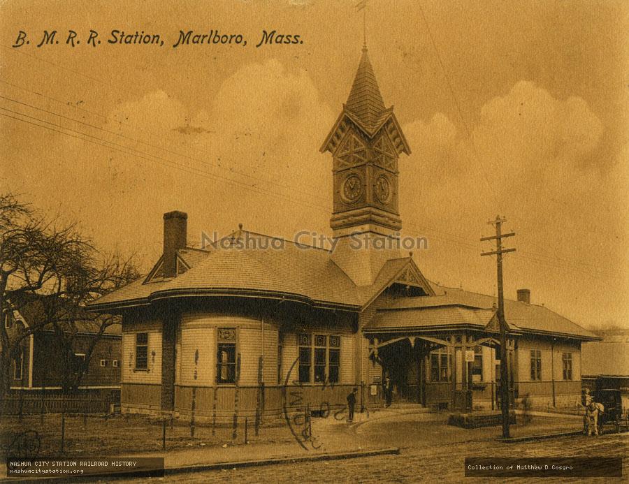 Postcard: Boston & Maine Railroad Station, Marlboro, Massachusetts